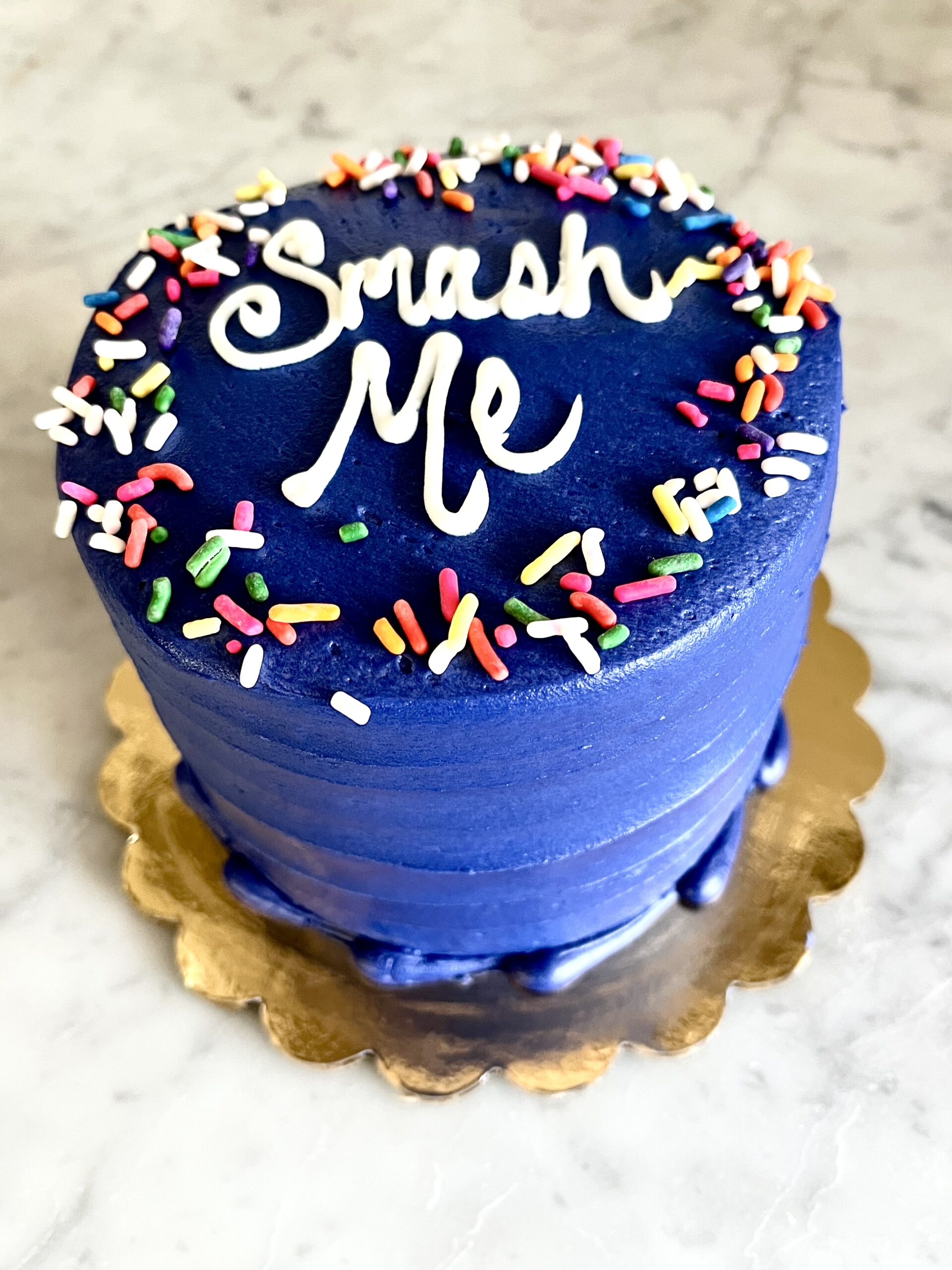 Blue 4 Smash Cake  HollywoodBakedGoods